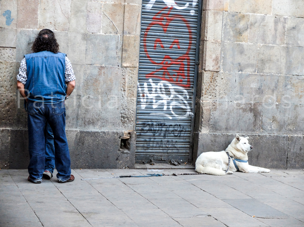 two men and a dog